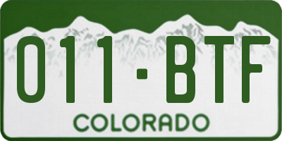 CO license plate 011BTF
