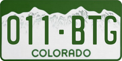 CO license plate 011BTG