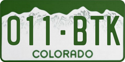 CO license plate 011BTK
