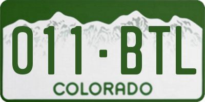 CO license plate 011BTL