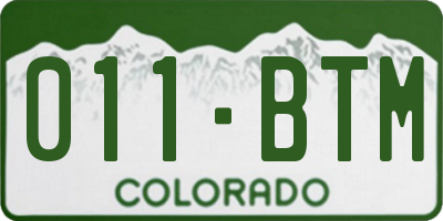 CO license plate 011BTM