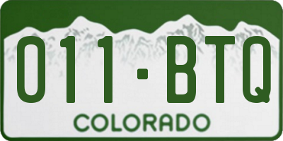 CO license plate 011BTQ