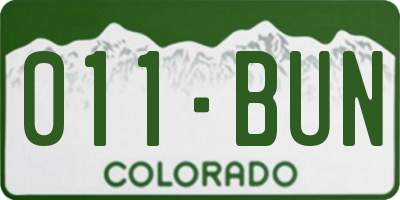 CO license plate 011BUN