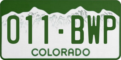 CO license plate 011BWP