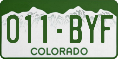 CO license plate 011BYF