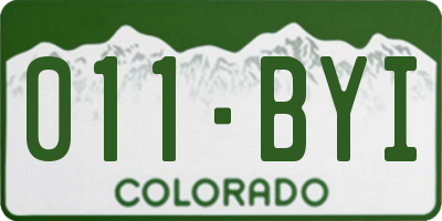 CO license plate 011BYI