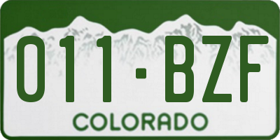 CO license plate 011BZF