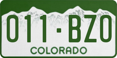 CO license plate 011BZO