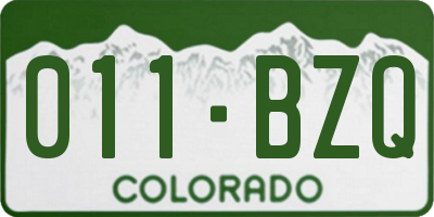 CO license plate 011BZQ