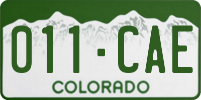 CO license plate 011CAE