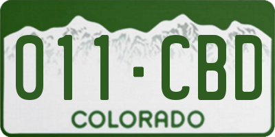 CO license plate 011CBD
