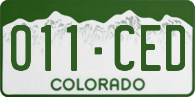 CO license plate 011CED