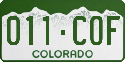 CO license plate 011COF