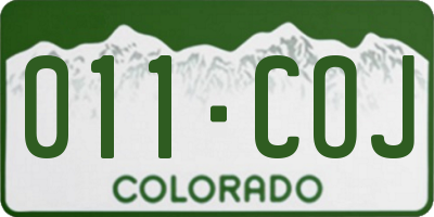 CO license plate 011COJ
