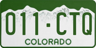CO license plate 011CTQ