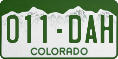 CO license plate 011DAH