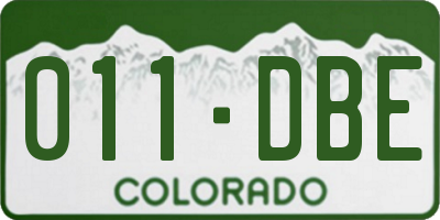 CO license plate 011DBE