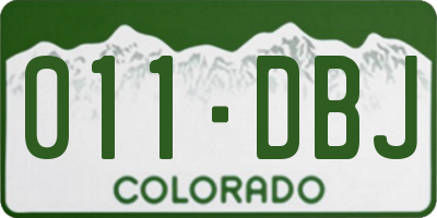 CO license plate 011DBJ