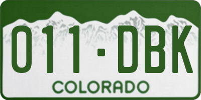 CO license plate 011DBK