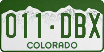 CO license plate 011DBX