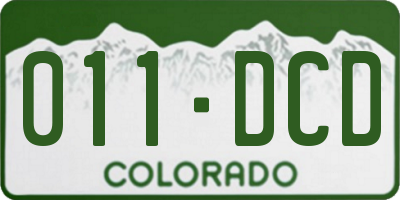 CO license plate 011DCD