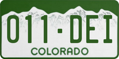 CO license plate 011DEI