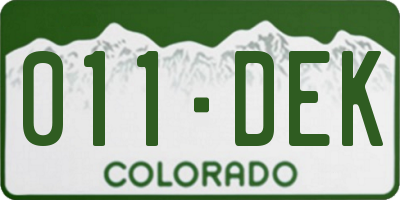 CO license plate 011DEK