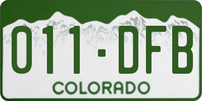 CO license plate 011DFB