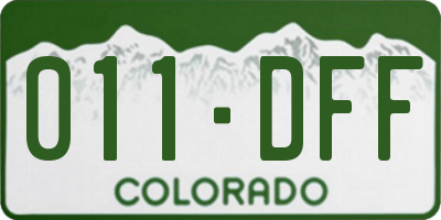 CO license plate 011DFF