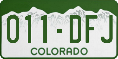 CO license plate 011DFJ