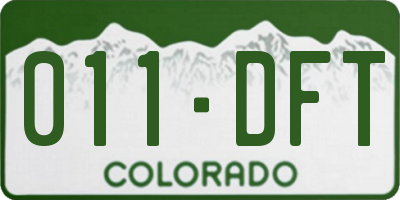 CO license plate 011DFT