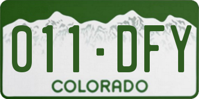 CO license plate 011DFY
