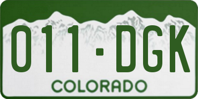 CO license plate 011DGK