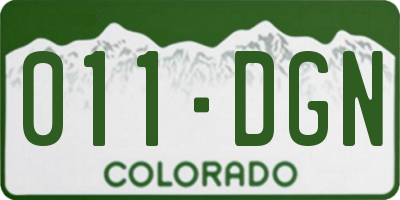 CO license plate 011DGN