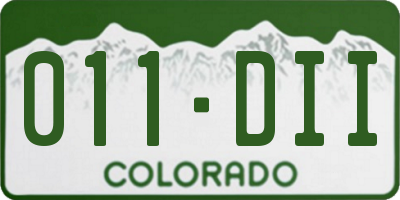 CO license plate 011DII