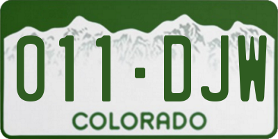 CO license plate 011DJW