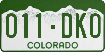 CO license plate 011DKO