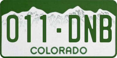CO license plate 011DNB
