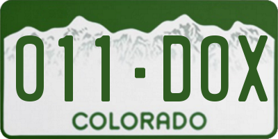 CO license plate 011DOX
