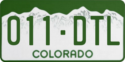 CO license plate 011DTL