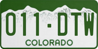 CO license plate 011DTW