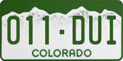 CO license plate 011DUI