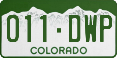 CO license plate 011DWP