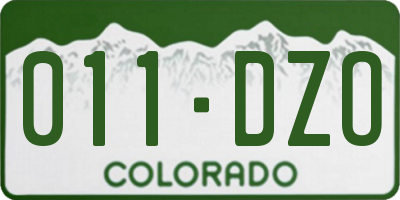 CO license plate 011DZO