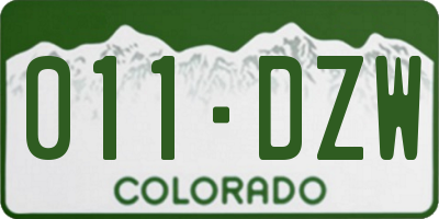 CO license plate 011DZW