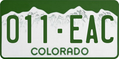 CO license plate 011EAC