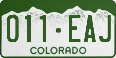 CO license plate 011EAJ