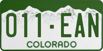CO license plate 011EAN