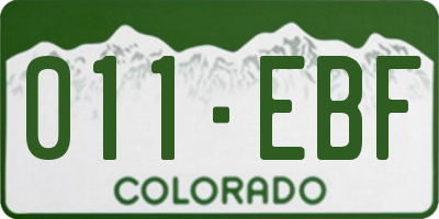 CO license plate 011EBF