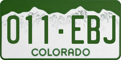 CO license plate 011EBJ